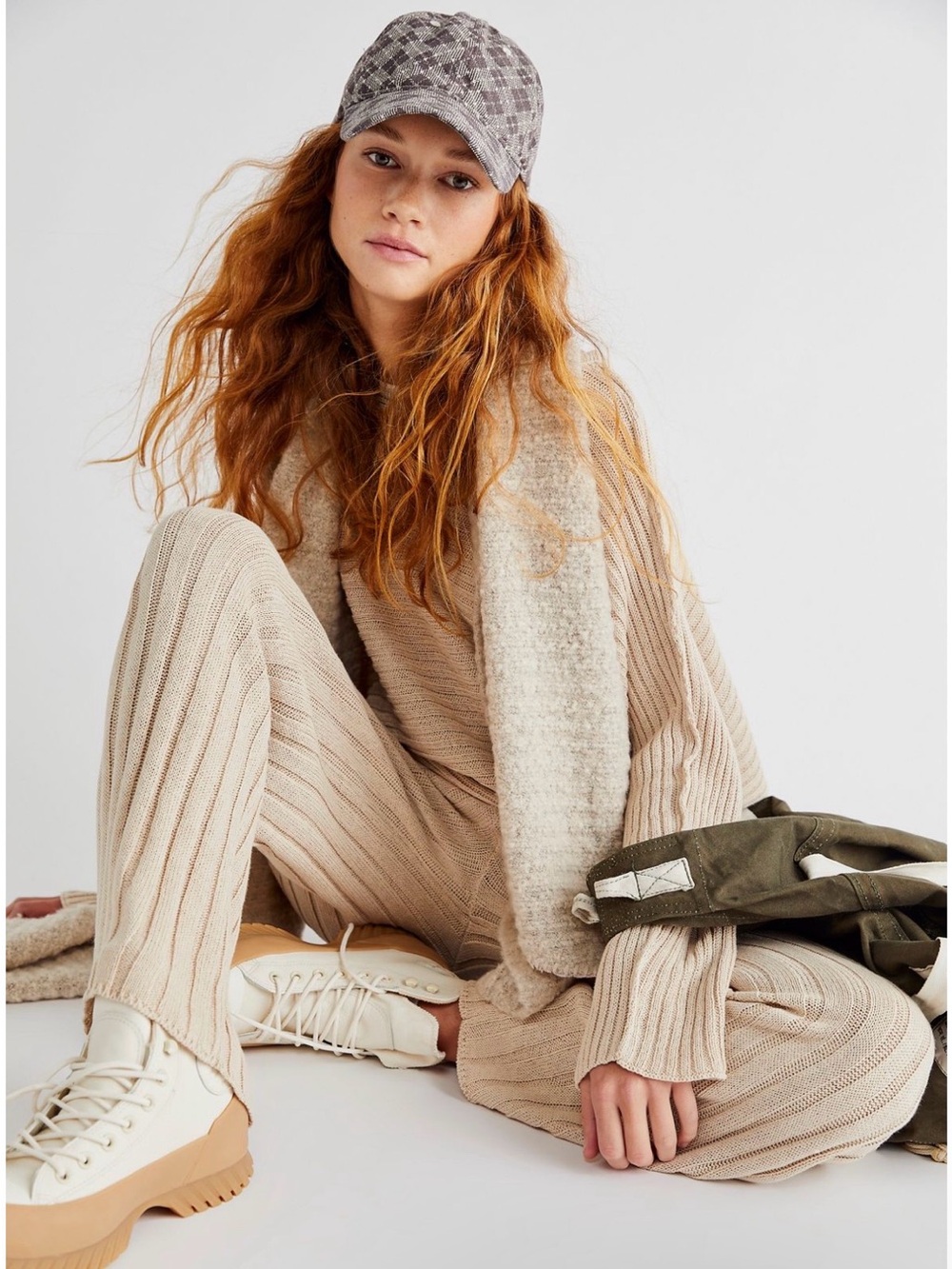 Free People / Beach Keep It Real Flare Pants in Stone